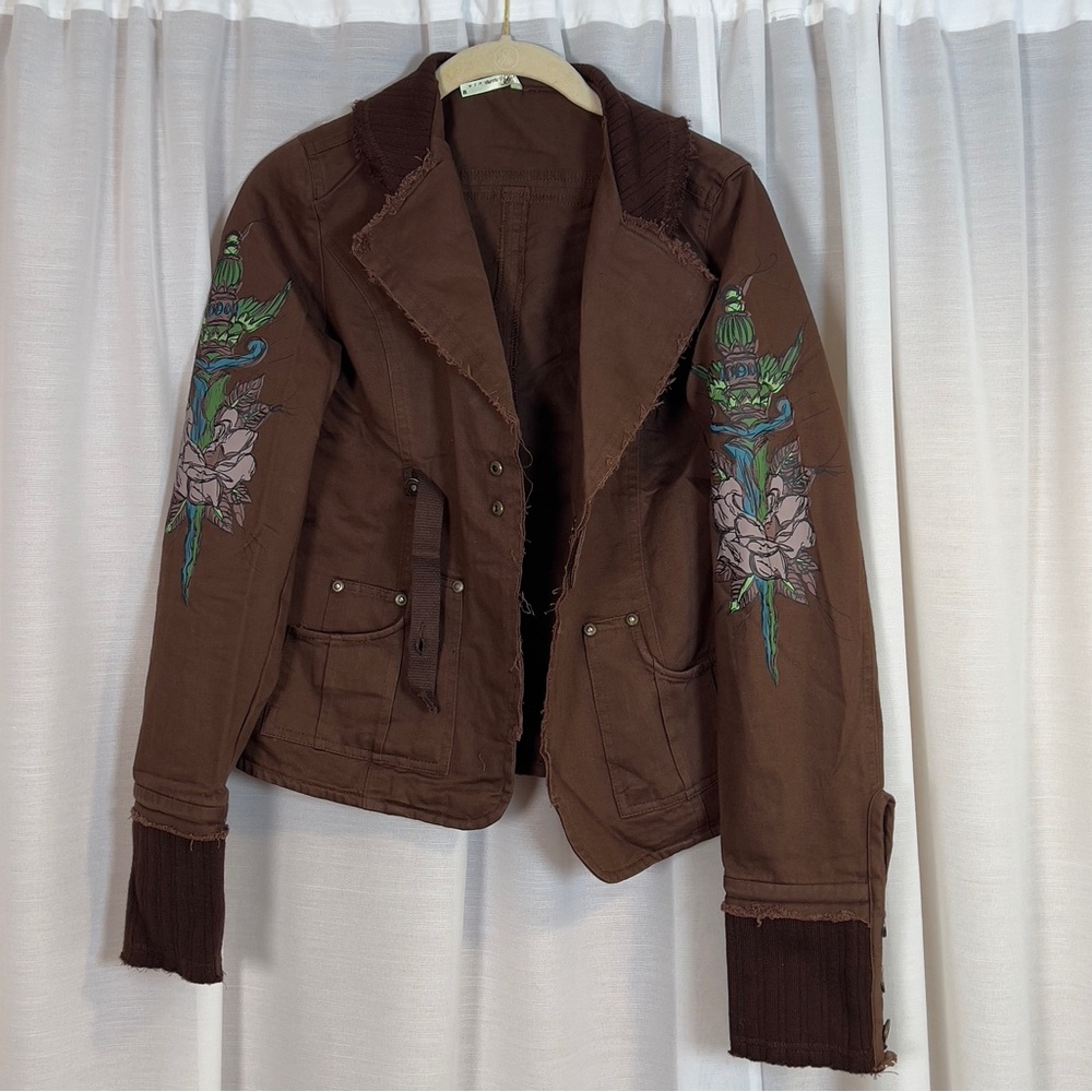 2000s distressed cargo jacket ♡
